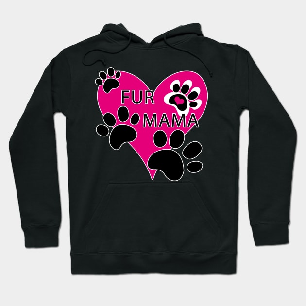 Fur Mama Pink Heart Paw Prints Hoodie by TLSDesigns